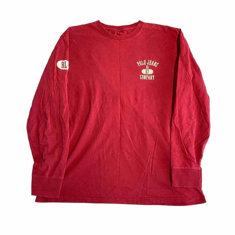 Polo Jeans Co Ralph Lauren Long Sleeve T-Shirt Red Vintage RL-67